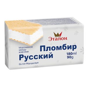 Saldējums vaniļas plombīrs Russkij Plombir180ml/90g
