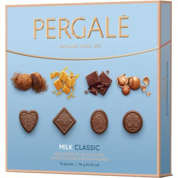 Konfekšu kārba Pergale Classic ar piena šokolādi 114g