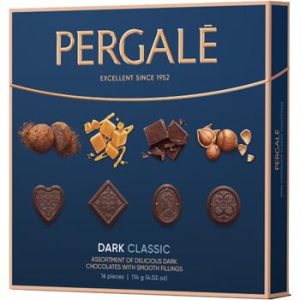Konfekšu kārba Pergale Classic ar tumšo šokolādi 114g