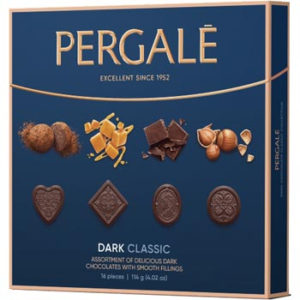 Konfekšu kārba Pergale Classic ar tumšo šokolādi 114g