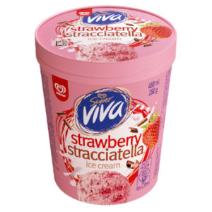 Saldējums Super Viva Strawberry Stracciat 450ml/265g