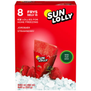 Saldējums sulas Sun Lolly zemeņu 8 x 65g/60ml 520g/480ml