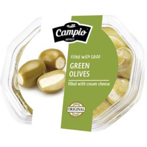 Pildītas zaļās olīvas ar sieru 250g