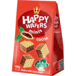 Vafeles Happy Wafers ar kakao pildījumu 200g