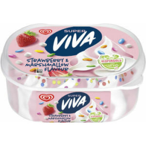 Saldējums Super Viva Strawberry & Marshmallow 825ml/423g