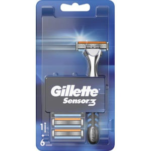 Skuveklis  GILLETTE Sensor 3 ss vīriešiem (ar 6 kasetēm)