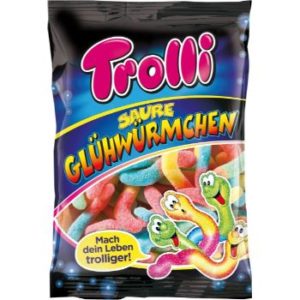 Želejkonfektes skābie Glowworms Trolli 100g