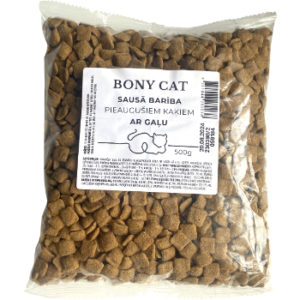 Barība kaķiem pilnvērtīga sausā Bony cat ar gaļu 500g