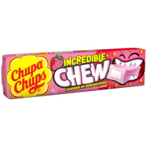 Konfekte košļājama Chupa Chups Incredible Chew strawbery 45g