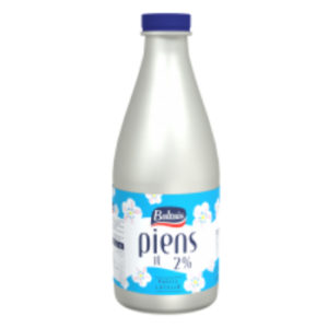 Piens Baltais 2% pudelē 1l