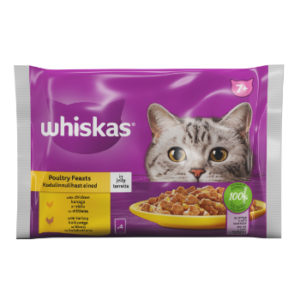 Barība kaķiem Whiskas 7+ mājputnu gaļas izlase 4-paka 4*85g