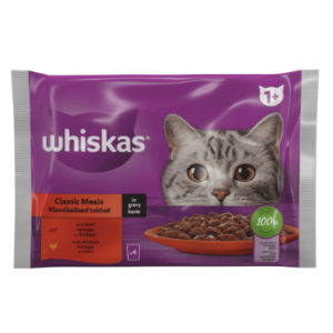 Barība kaķiem Whiskas klasiskā gaļas izlase 4-paka 4x85g