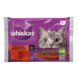 Barība kaķiem Whiskas 4 paka 1+ Meat Selection 340g