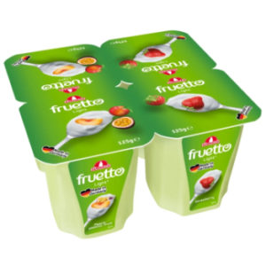 Jogurts Fruetto light persiku marakuja zemeņu 0.2% 125g