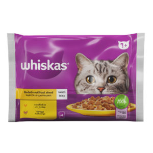 Barība kaķiem Whiskas 1+ ar mājputnu izlase 4-paka 4*85g