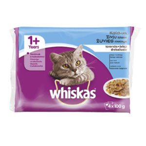 Barība kaķiem Whiskas 1+ zivju izlase 4-paka 340g