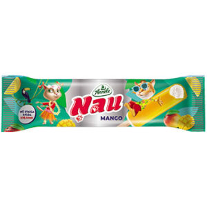 Saldējums Ņau vaniļas ar mango glazūru kociņš 64g