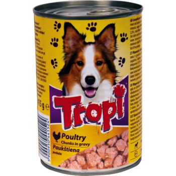 2C8D84026B76B976F2D488145AEB3820DF7F16682F74056343B1D9342E46B680 Konservi sunim Tropi ar mājputnu gaļas mērci 415g