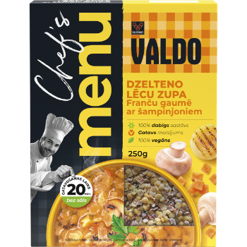 9C6A6764149DE372CA6016E07668AE425FAA5D688A4AD36459FB5C323C57A0E5 Maisījums Lēcu zupa Franču gaumē ar šamp.Valdo 250g