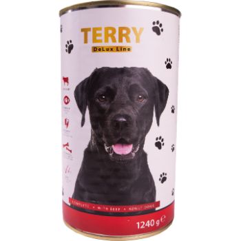 ABB9A3C8658AF37F4DE8F83A9673FB3515AA053369BB18259A363501A74521D6 Konservi sunim Terry De Lux liellopu 1.24kg