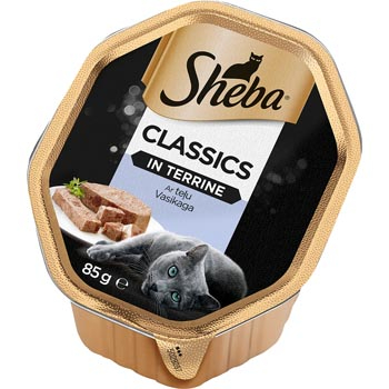 86B41BAD87E974416C825F4A63FA4B21D3D4E13C2F680B9B10119A60BDB6A290 Barība kaķiem Sheba Tray ar teļa gaļu