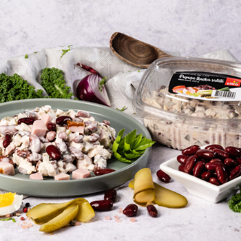 DE1D0C530D05AD7103E85B2FE7B5C98F4B31973E80117C392372D9AAE06A989A Salāti pupiņu-šķiņķa Citro 300g