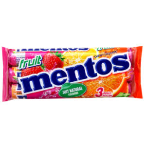 Konfektes košļājamas Mentos Fruit 3pack 114g