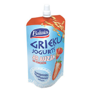 Jogurts grieķu Baltais ar auzām un zemenēm Duo180g