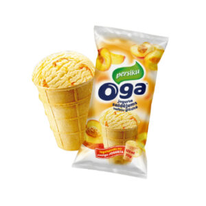 Saldējums Oga jogurta persiku vafeļu glāzītē 125ml/70g