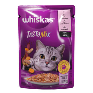 Barība kaķiem Whiskas Tasty Mix 1+ lasi un burkā. 85g