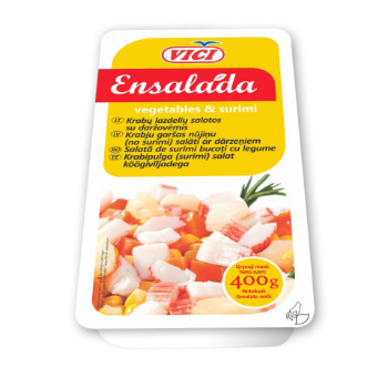 EEE81FCEE03D6F8E2FFE032202EC0D22CFB690DF93EE7CD8A618A10AEE0B2F77 Salāti ar surimi nūj.rīsiem un dārzeņiem.Viči