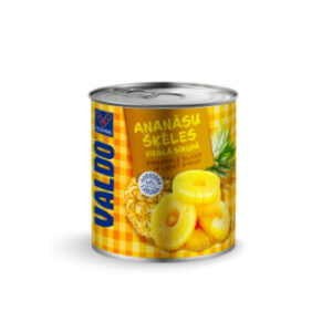 Ananāsu šķēles vieglā sīrupā Valdo 850ml/820g/470g