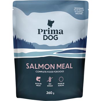 4975085F3405E82438B3014E89BA544A73B394B4BDB00070DC56039DA9C1C1DA Konservs PrimaDog laša maltīte 260g. maisiņš