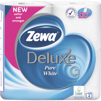 5A9537E87152E8B4A2DCFE8CC0C984A6EDD8F8B1EAB0A53DABAE6D14D6AE53CE Tualetes papīrs Zewa Deluxe Pure White 3slāņi 4ruļļi