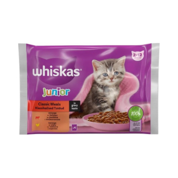 DF2BD2CC8E48B398C3B84857917A6634EB000FA6C39625B273B07EDEFA01AC60 Barība kaķēniem Whiskas junior klasiskā izlase 4-paka 4*85g
