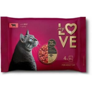 Barība kaķiem  My love ar  teļa gaļu 4x 85 g
