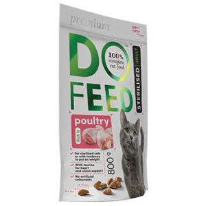 Barība kaķiem DoFeed Sterilised ar mājputnu gaļu 800g