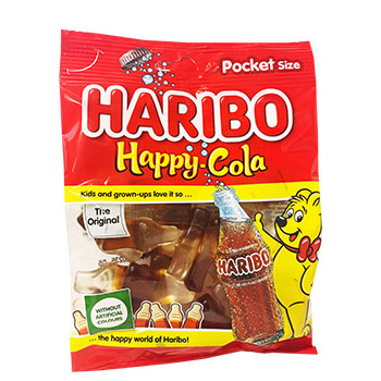 A19BF80592FE7E6A5926C654192201AC1004388366CF0A5047C577B9AF485E36 Konfektes želejas Haribo Happy Cola 100g