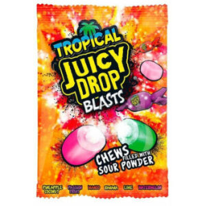Konfekte košļājamā Bazooka Juicy Drop Tropical Blasts 120g