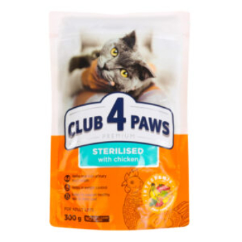 8B5134BF489294C15328E08783966289AEC83887D6B463739A688916B1EEC657 Barība kaķiem Club4paws steralizētiem un kastrētiem 300g