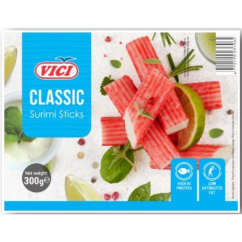 BEBC3042D8256FA5343E3636FDDCAB04F6969C14333A7745A7B572BFE187D878 Surimi nūjiņas ar krabju garšu dzesētas Viči 300g