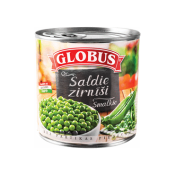 C4CE42A55291F868E412277B34A55C3BAB63D317C39DD65F460DB867902A764A Zirnīši smalkie saldie Globus 400 g (280g)