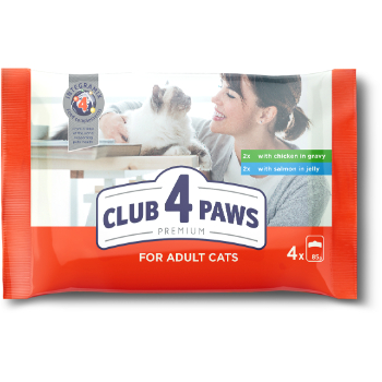 DEC9A66674C8124EBF08B62197CA85CF30D14CB07F64B7B0D9AE82EA83CC7E48 Barība konservēta kaķiem mix Club 4 Paws 4 x 85g