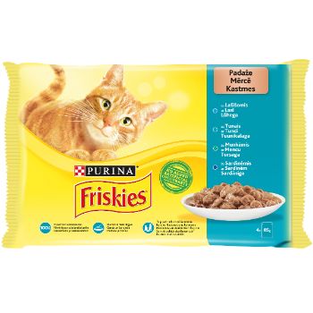 ED6A11D6FA2888EF50196693A5C4CCE9DF41AEF649D037A8EF2B692F37D113E1 Barība kaķiem Friskies konservi zivju izlase 4*85g