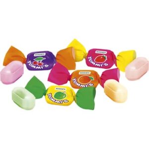 Konfektes Toffee ar augļu garšas pild Yummis Roshen sver.