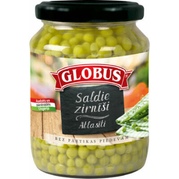 0819EA44ACACBABC21BFD6ED4C7817634A18D831D654E0A5586D0A7316292533 Zaļie zirnīši Globus 660 g