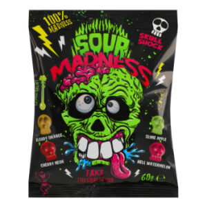 Karameles ar augļu garšām Sour Madness 60g