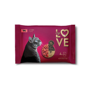 Barība kaķiem My love ar teļa gaļu 4x 85 g