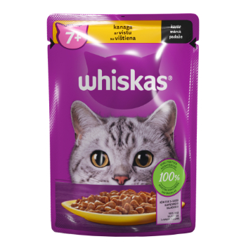 65CA5467EDA194DAD99999ECD8682259C3B3540673B572375F7232F0634C01C0 Barība kaķiem Whiskas 7+ ar cāļa gaļu kaķiem senioriem 85g