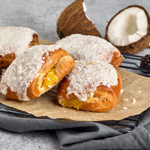 Maizīte ar kokosa pildījumu un glazūru Citro
